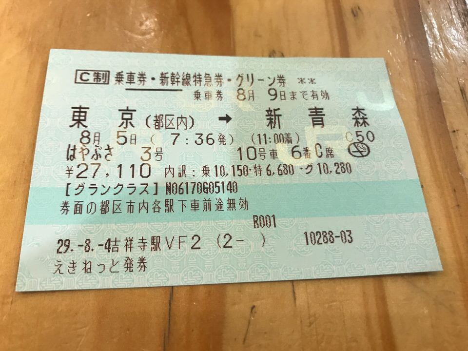 東京駅から新青森までのグランクラスの料金